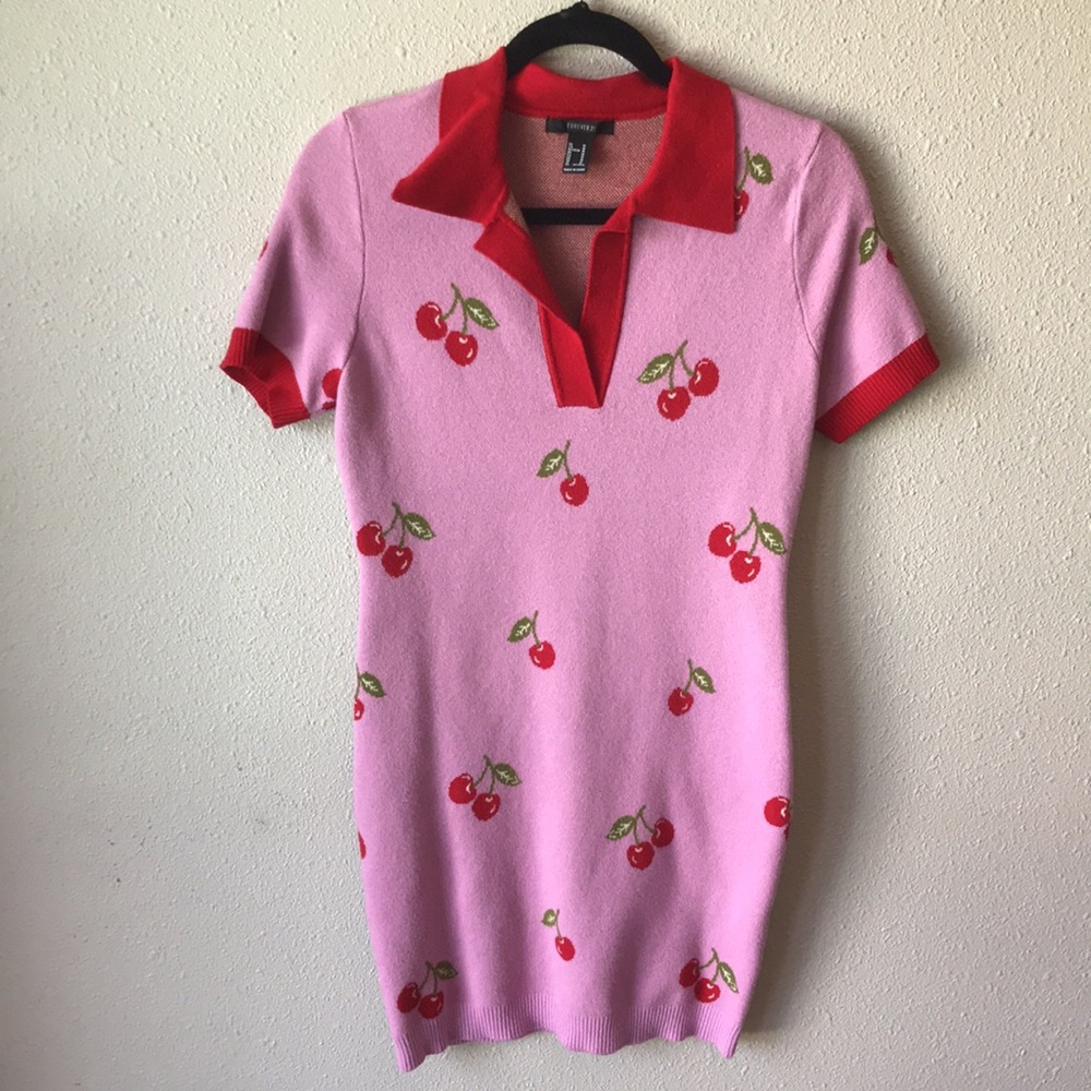 Forever 21 cherry print bodycon dress Medium